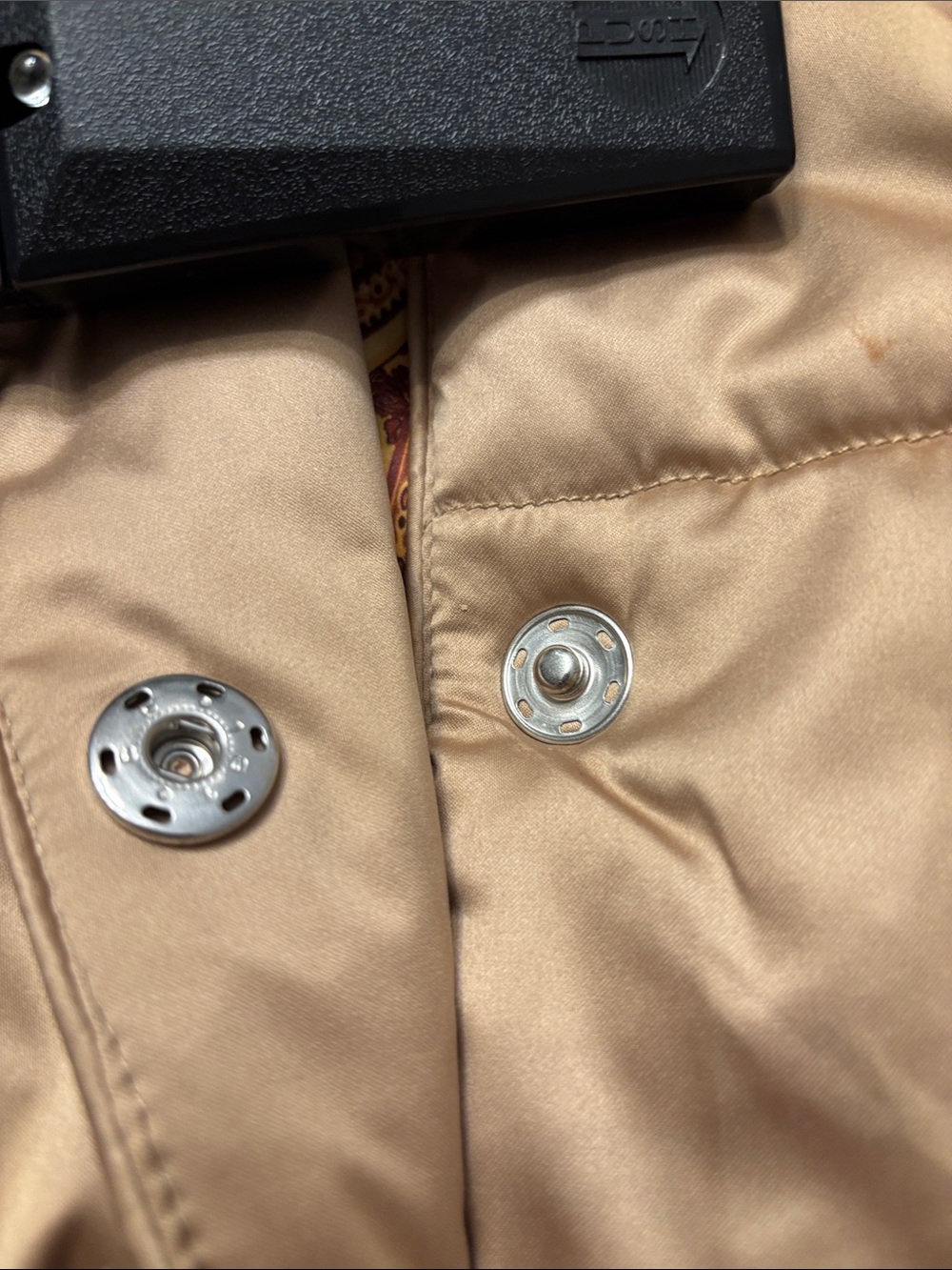 George Satin-Effect Quilted Puffer Jacket in Champagne/Gold, Snap Closure - Picture 4 of 12